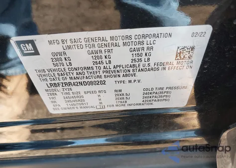 2022 Buick Envision Fwd Avenir z USA, uszkodzony, nr VIN LRBFZRR42ND080202